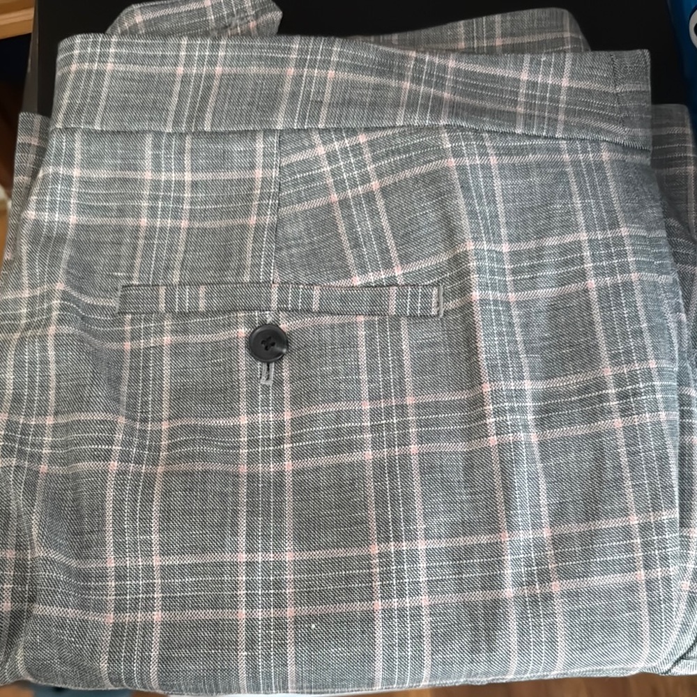 LOFT Plaid Trousers with Pink Highlights